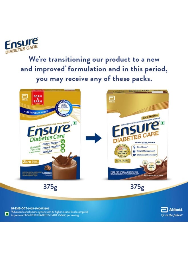 انشور مسحوق شوكولاتة دايابيتس كير 375 غرام غني بالألياف والبروتين و36 عنصرًا غذائيًا | يساعد على تنظيم مستويات السكر في الدم خلال 4 أسابيع - Image 2